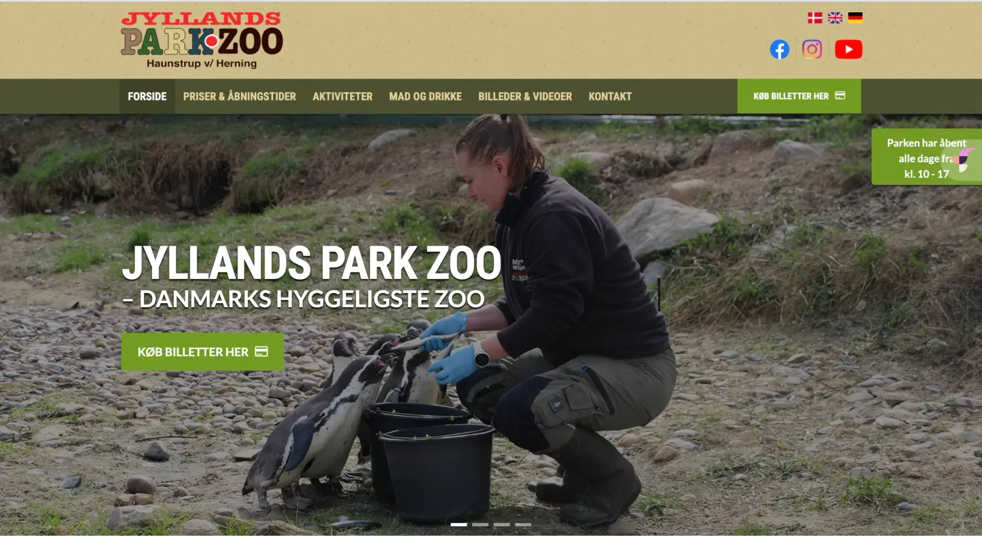 Den oprindelige Jyllands Park Zoo-hjemmeside